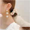 Dangle Chandelier Fashion Jewelry S925 Sier Post Rhinstone Faux Pearl Beads Long Earrings Lady Elegant Stud Drop Delivery Dhwas