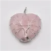 Charms Natural Stone Crystal Tree Of Life Heart Pendants Roses Quartz Wire Wrapped Trendy Jewelry Making Wholesale Drop Deli Dhgarden Dhem9