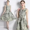 Vestidos casuais vintage Big Swing Mulheres de outono mangas moda moda Flores estampados CORES