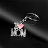 Key Rings Fashion Family Dad Mom Keychain Accessories Letter Red Heart Love Chains Jewelry For Mother Father Valentine S Gift I Drop Ot8Qb