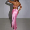 ワークドレス2023高級デザイナーヤングセクシーなソリッドスイートホリデービーチビキニトップハイウエストロングマーメイドスカート女性2ピースセット