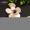 Stud Glseevo Handmade 925 Sterling Silver Natural Lapis Lazuli Barock Flower Pearl Earrings for Women Gift Jewellery GE0678 230131