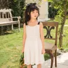 Ragazza 2022 Summer Girls Abito da spiaggia senza maniche Nuovi bambini Pizzo Patchwork Abiti Moda Bambini Abbigliamento casual Breve # 6786 0131