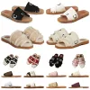 Männer Frauen Slides Sandalen Designer Hausschuhe Woody flache Pantoletten aus Canvas mit Lammfell gefüttert Weiß Schwarz Grau Grün Pelz Herren Sommer Sandale Mode Strandschuhe