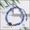 Beaded Strands Natural Stone Agate Bead Druzy Charm Armband f￶r kvinnor handgjorda Fatima Hamsa Handp￤rlor fl￤tade armband med kort otd1i