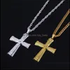 Подвесные ожерелья Hip Hop Jewelry Men Men Color Color Gold Sier Tone Drucifix Charm сплав с сплав с сплав Cross Beautif Drop Pendants Dhbfy