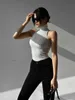 Kvinnors tankar Camis Heliar Women Black Off Shoulder Tank Tops Turtleneck Y2K Tops Women 2022 Summer Sticked Tees Hot Skinny Round Neck Solid Cloth Y2302