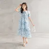 Menina adolescente meninas floral bolo vestido novo verão roupas de princesa bonito dot crianças vestidos elegantes #7228