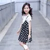 Girl's Dresses Cute white spots fake two pieces dress Knee-Length dresses Dots Black Spliced Girls Clothes Summer 2020 Hot Kids 0131