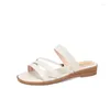 Sandali ANNYMOLI Pantofole Scarpe Donna Vera Pelle Tacco basso Fascia stretta Ciabatte Zeppa Calzature da donna Summer Beach Bianco 41