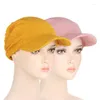 Cappelli a tesa larga Cappello Donna Visiera parasole estiva Protezione solare elastica Turbante Foulard Copricapo Sciarpa Berretto da spiaggia all'aperto