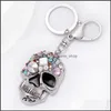 Charms Findings Components Fashion With Lobster Clasp Dangle White Rhinestone Skl Face Pendants Diy For Jewelry Making Accessories D Dhk20