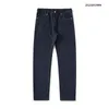 Men's Jeans Autumn Winter Mens Thick Dark Blue Men Straight Solid Color Loose Fit Soft Premium Jean Pants