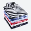 Chemises décontractées pour hommes rayé printemps été couleur unie manches longues mince coréen boutonné marque vêtements 230201