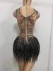 Kobiety Jumpsuits Rompers Fashion Tipsing Crystal Tassel Nude Dancer Bodysuit Kobiet bez rękawów Elastyczne klub nocny DS DS Dance Outfits 230131