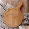 Chopping Blocks 8 Size Bamboo Round Pizza Tray With Handle Baking Cutting Board Home Bakeware Tools Food Grade Trays D1295 Drop Deli Dhzpm