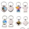 Porte-clés Lanyards Fashion Designer Sublimation Blank Keychain Heart Round Car Key Rings Ouvre-bouteille South American Sier Plaqué Dhihd