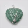 Charms Natural Stone Crystal Tree Of Life Heart Pendants Roses Quartz Wire Wrapped Trendy Jewelry Making Wholesale Drop Deli Dhgarden Dhem9