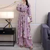 Roupas étnicas em estilo islâmico traje saudita feminina muçulmana retro estampa longa calça de saia longa abaya vestido de moda casual