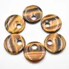 Hänge halsband mode naturligt tiger ögon sten 30mm gogo donut charms hängspärlor för halsband armband smycken gör grossist