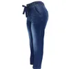 Jeans Spring High midja breda ben t￤tt h￶ftb￤lte kvinnors jeans 6110