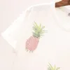 Dames t shirts katoenen t-shirt vrouwen roze witte zwarte diamanten set ananas print korte mouwen losse t-shirts dame's tops