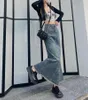 Jupes Y2K Rétro Bleu Denim Pour Femmes 2023 Mode Haute Taille À Volants Wrap Hanche Jupe En Queue De Poisson Ouvert Design Rue