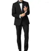 Kostiumy męskie garnitur Homme Black Men's Suit 2 sztuki Blazer Spods One Button Tuxedo Sheer Lapel Pure Fashion Business Modern Wedding