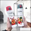 Waterflessen 450 ml kerstfles schattige cartoon Santa Claus Elk Insate Vacuüm Thermos Roestvrij staal Mooie reismokken Flask Dro Dhfwa