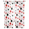 Cortina vermelho e preto Dots brancos cortinas de janela de quarto moderno pura de tule tule sala de estar voile de cozinha