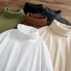 Herr t-shirts Autumn Men's Turtleneck t-shirts långärmad solid färg dralon manliga avslappnade toppar kläd mode tee skjortor män botten skjorta y2302