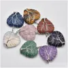 Charms Natural Stone Crystal Tree Of Life Heart Pendants Roses Quartz Wire Wrapped Trendy Jewelry Making Wholesale Drop Deli Dhgarden Dhem9