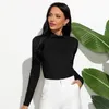 Kvinnors jumpsuits romar Bright Silk Black Bodysuit Casual Half Turtleneck långärmad Autumn Winter Bodycon Bottoms Playsuits 230131