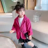 Suits 3-12 Years Girls Suit Solid Casual Button Blazer Spring Kids Jacket for Girls Korean Style Children's Clothing 7 8 9 10 11 230131