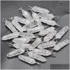 Charms Sier Copper Wire Natural Stone White Crystal Hexagonal Healing Reiki Point Pendants For Jewelry Making Drop Delivery Dhgarden Dhzxq