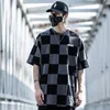 Männer T-Shirts Hip Hop Plaid T-shirt Männer 2022 Sommer Kreative Druck Taktische T-shirts Lose T Shirts Tees Tops Schwarz Streetwear WB696 Y2302