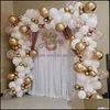 Party Decoration 147 st White Gold Balloon Garland Arch Kit Dot Chrome Metallic LaTex Ballon Wedding Birthday Decor Baby Shower Glob Dhmgi