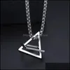 Pendant Necklaces Triangar Square Titanium Stainless Steel Necklace Couple Models Graphic Pendants Drop Delivery Jewelry Dhqli