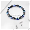 Kralen strengen blauw oog kralen armband elastische touw sieraden natuurlijke hematiet magnetische steen voor mannen druppel levering armbanden otdzi