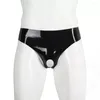 Underbyxor man pvc understyrkar manlig erotisk underkläder läder underkläder glänsande stretch patent fad öppen penispåse plus storlek storlek