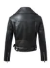 Women's Leather Faux FTLZZ Women Autumn Winter Black Jackets Zipper Basic Coat Turndown Collar Motor Biker Jacket With Belt 230131