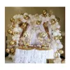 Decora￧￣o de festa 147pcs White Gold Balloon Garland Arch Kit DOT Crome Met￡lico Latex Ballon Decora￧￣o de Anivers￡rio