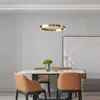 Pendant Lamps Modern LED Chandelier Light Round Rings Pattern Living Dining Room Island Bedroom Hanging Lamp Gold Restaurant Kitchen Bar Fix