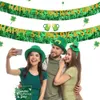 2023 Decoración de fiesta de San Patricio Latte Green Pull Flag Decoración de fiesta del día irlandés Bandera del alfabeto 122312