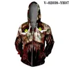 Men's Hoodies 3d Zipper Sweatshirts Men Women College Cosplay Streetwear Kpop Horror Halloween