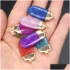 Charms Reiki Healing Rectangar semiprezioso Pietra bianca Colore tinto Ciondolo in cristallo Collana fai da te Gioielli moda donna Findin Dhgarden Dhibq