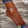 Anklets Arrival Dragonfly Crystal Sandals Ankle Bracelet Sier Beach Lady Foot Jewelry On The Leg Drop Delivery Ot3Sf