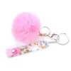 Party Favor ATM Card Puller Key Rings Acrylic Credit Card Grabber with Rabbit Fur Ball Keychain SN5097