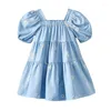 Girl Dresses Pretty Princess Summer Short Sleeve Flower Knee-length Dress Toddler Children Cute Clohes Kids Baby Girls 2-7Y