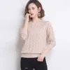 سترات نسائية صلبة O-neck جوفاء سترة سترة أزياء الأزرق الأزقة الكاملة حبك كبير الحجم pullover الأنثى 2023 الربيع الكورية توبوسو